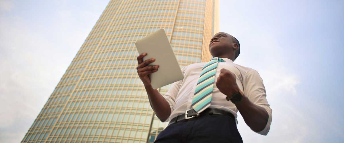 Business man with a building 01